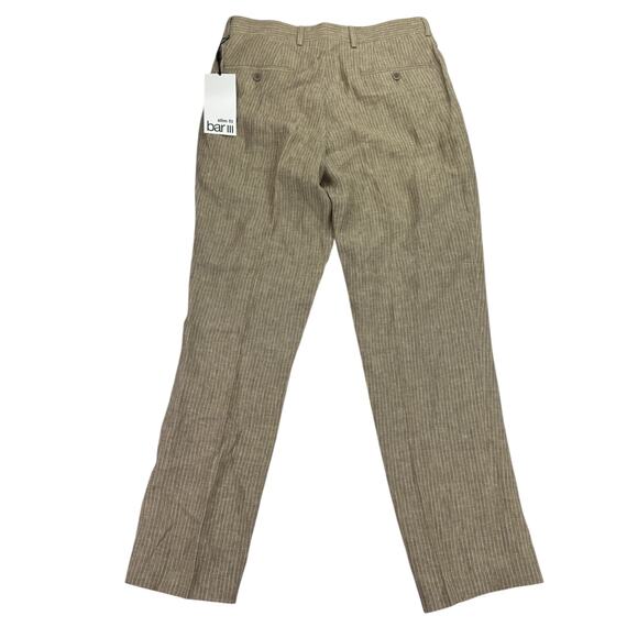 Bar III Mens Slim Fit 100% Linen Pinstripe Suit Pants Tan 30x30 - Picture 3 of 4